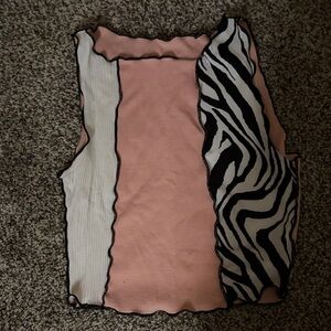 SHEIN Pink and Zebra Print Crop Top